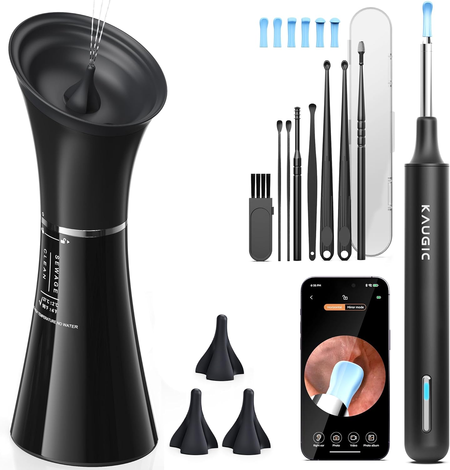 Ear Wax Removal Kit with Camera – Ear Cleaner Tool for Safe & Effective Ear Care – Includes Ear Camera for Visual Inspection & Gentle Ear Irrigation System – Complete Ear Cleaning Solution