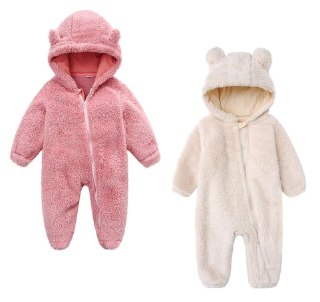 PR!CE DROP ( ) Baby Furry Jumpsuit Infant Bear Onesies Zipper Long Sleeve One-Piece Romper Hoodie Baby Outwear Snowsuit