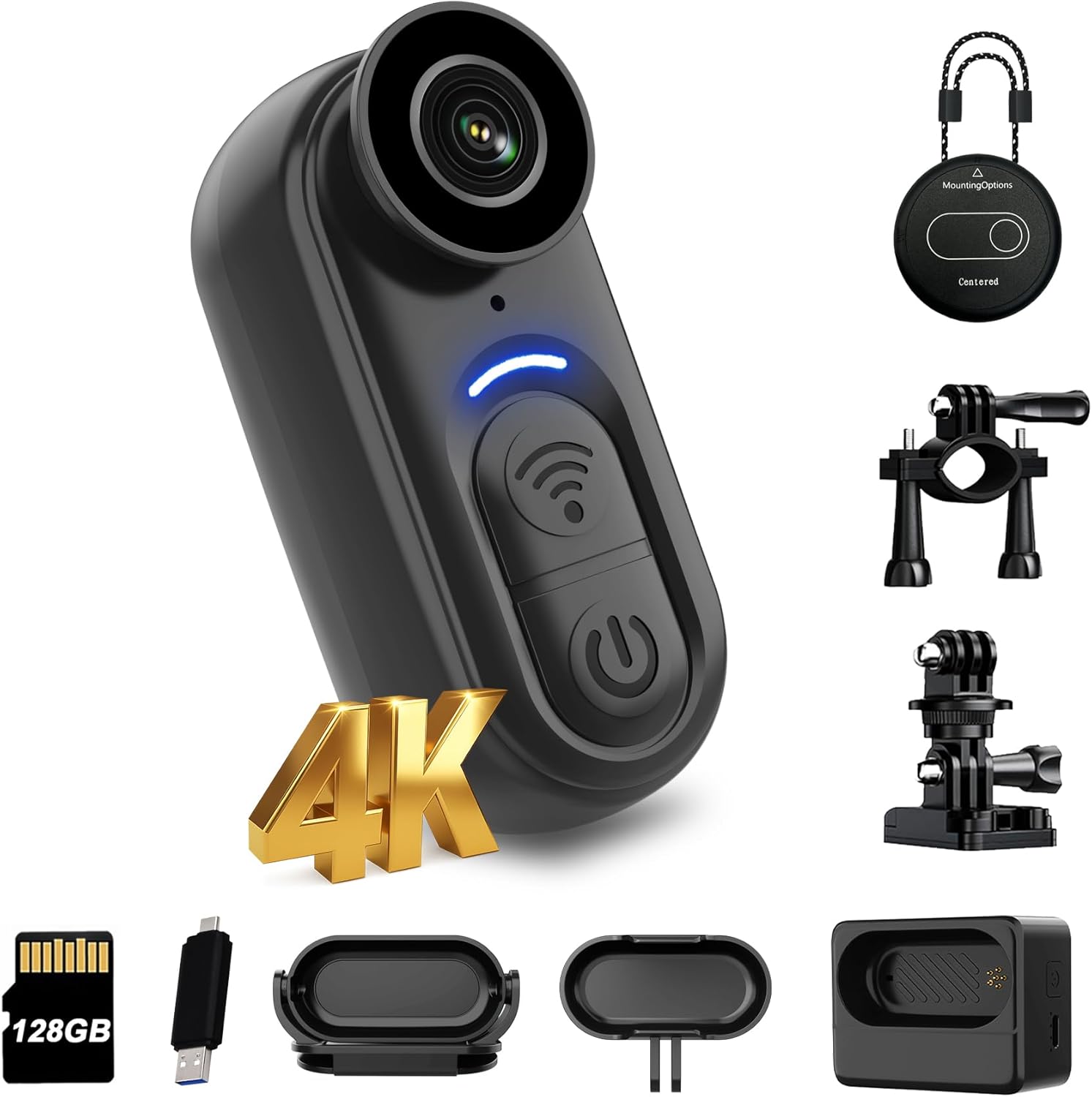 SixBondsCam 4K Mini Body Camera with 128GB Thumb Size
