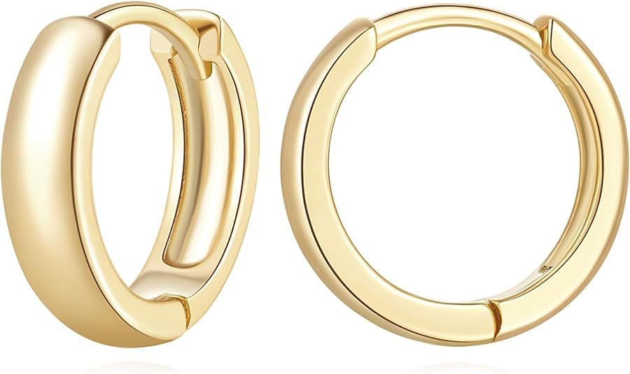 14K Gold Huggie Hoop Earrings