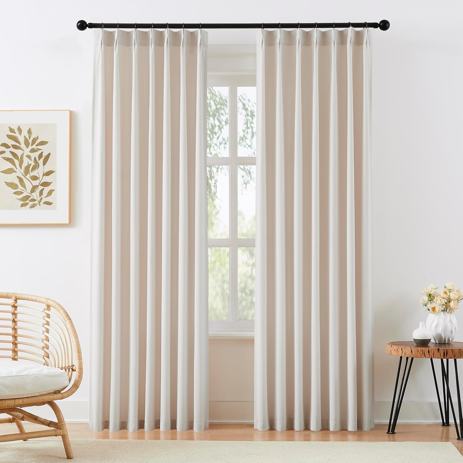 Pinch Pleated Linen Curtains (Blush