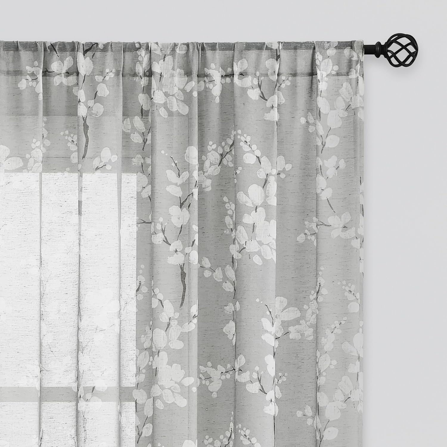 FMFUNCTEX Linen Floral Curtains