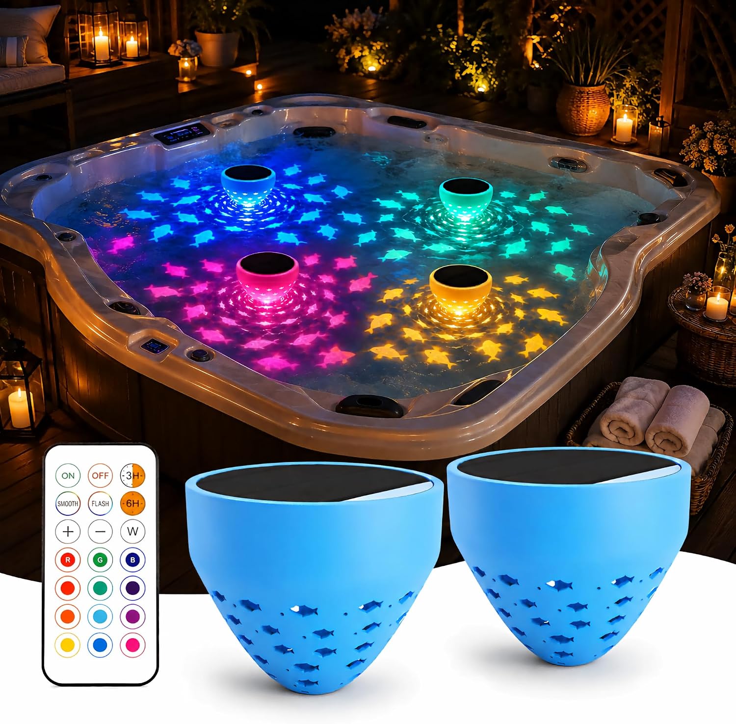 LAFULIT Solar Floating Hot Tub Lights