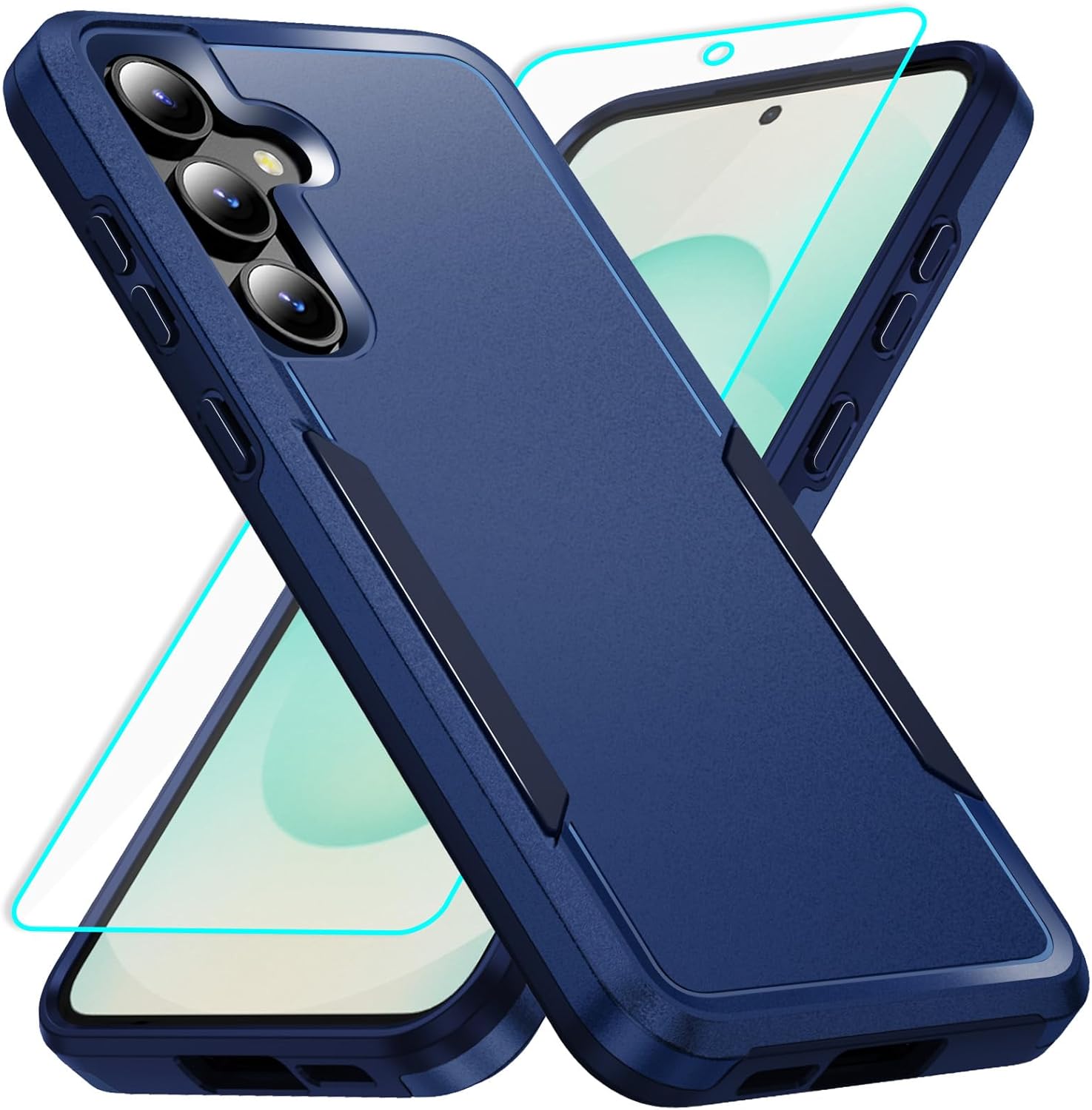 for Galaxy S25 Case with Screen Protection: Heavy Duty Protective Shockproof and Scratch Proof Cell Phone case for Samsung Galaxy S25-Blue