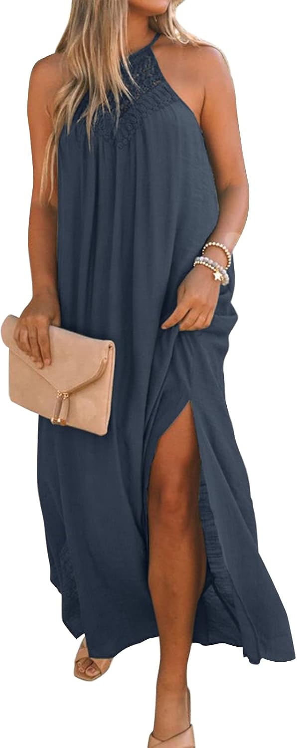 FARORO Sleeveless Lace Maxi Dresses