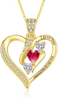 Heart Birthstone Necklaces