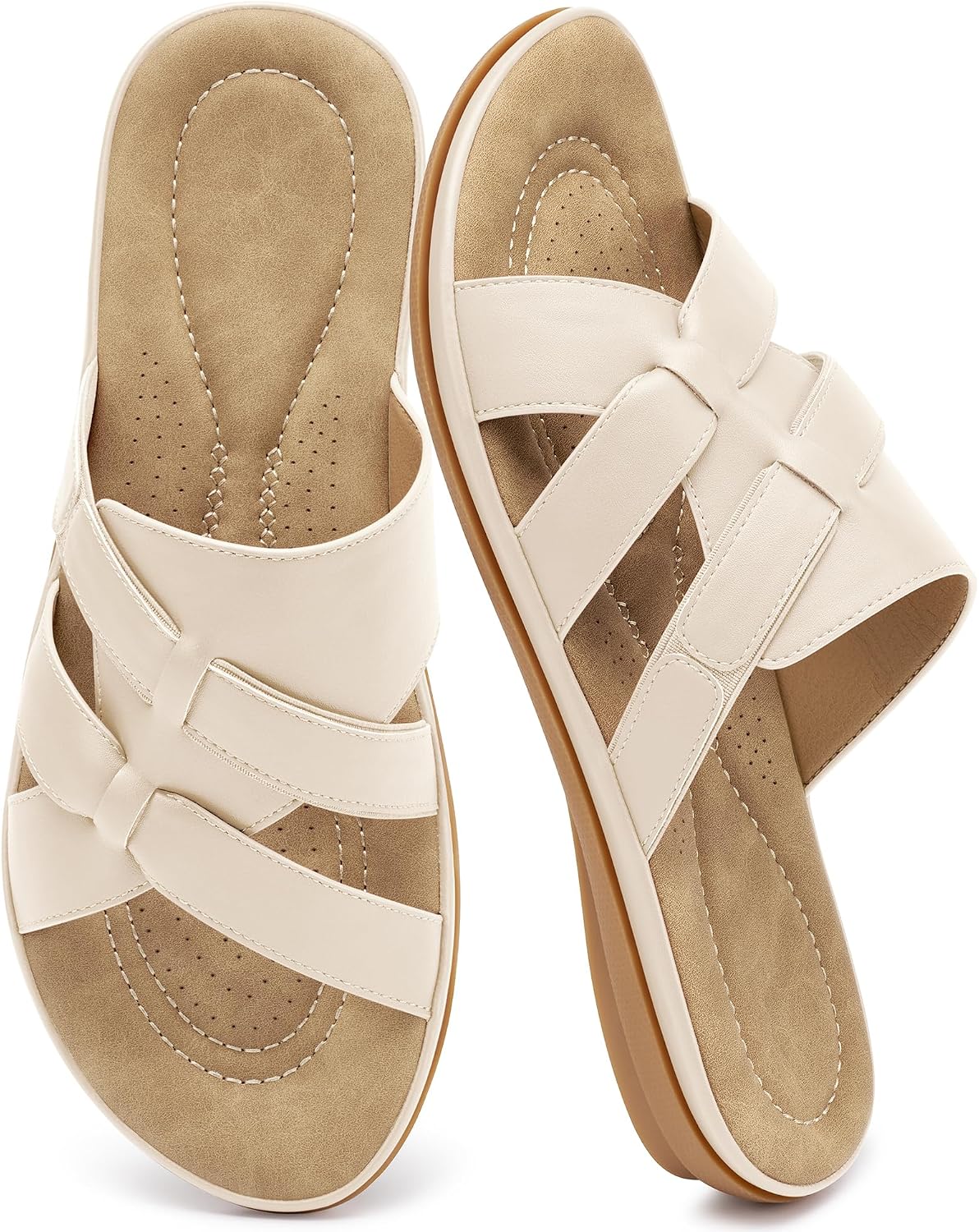 Slides for Women Dressy Summer Flat Sandals for Women 2026 Comfortable Casual Walking Shoes Indoor Outdoor