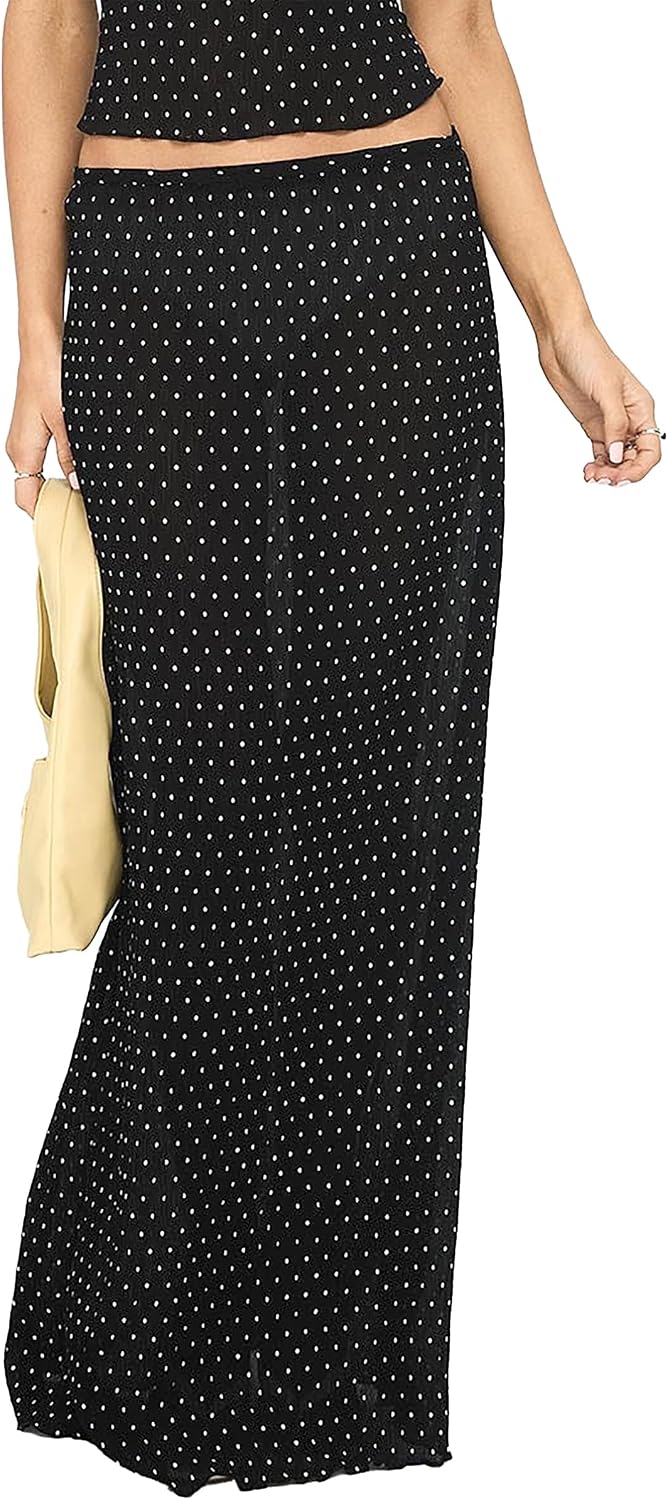 Vaenqazi Flowy Polka Dot Maxi Skirts