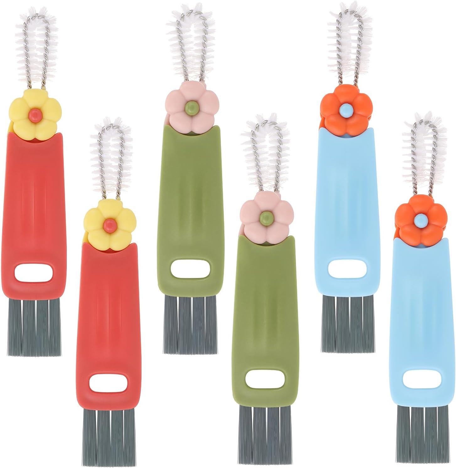 6Pcs 3 in 1 Cup Lid Cleaning Brush, Multifunctional Bottle Cleaning Brush, Cup Lid Gap Cleaner for Home Kitchen