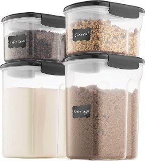 PR!CE DROP ( ) FineDine Airtight Food-Storage Containers With Lids BPA-Free Plastic Kitchen Pantry - Dry-Food-Storage Containers Set For Flour, Cereal, Sugar, Coffee, Rice, Nuts, Snacks Etc. (Gray)