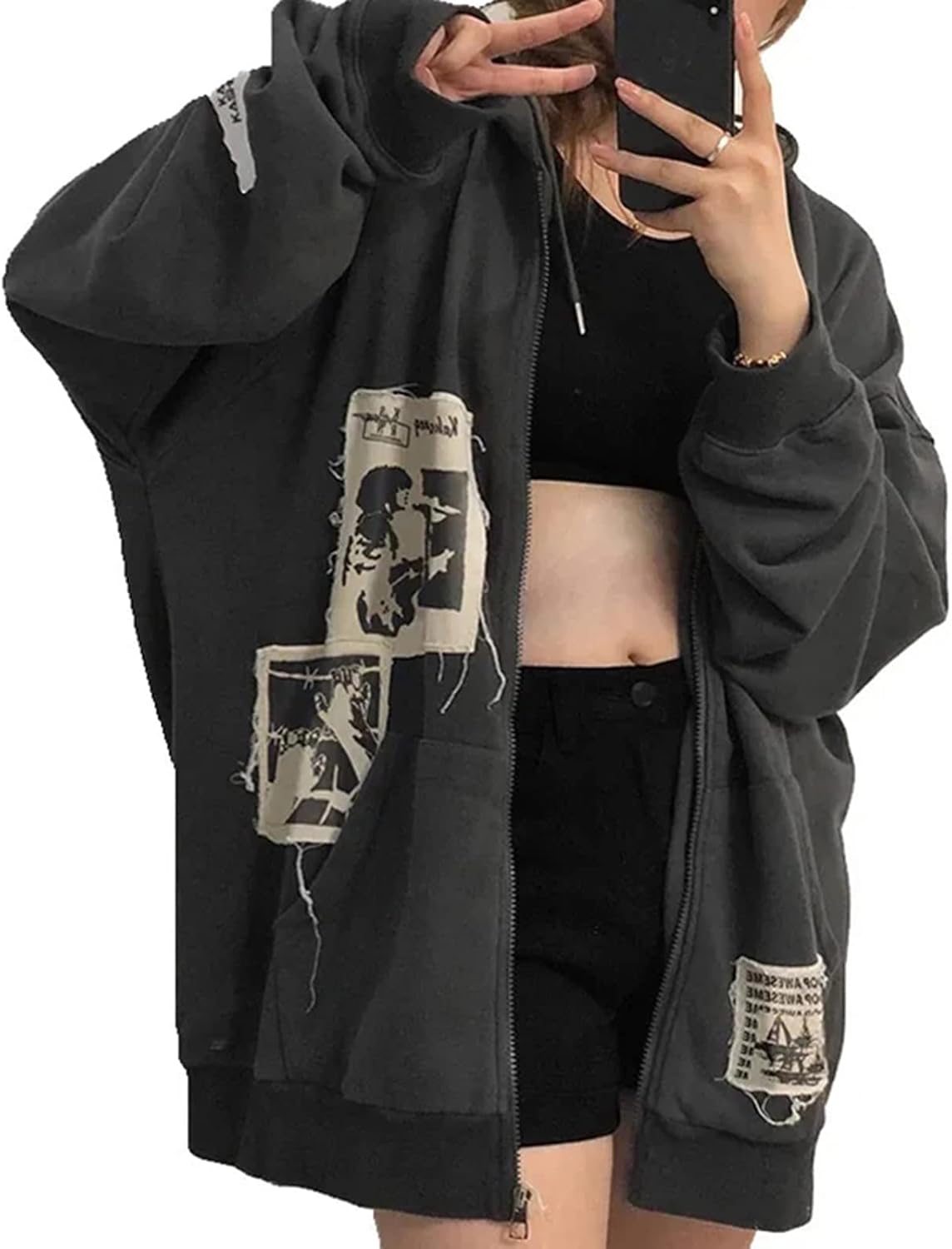 Alt Emo Oversized Zip Hoodies