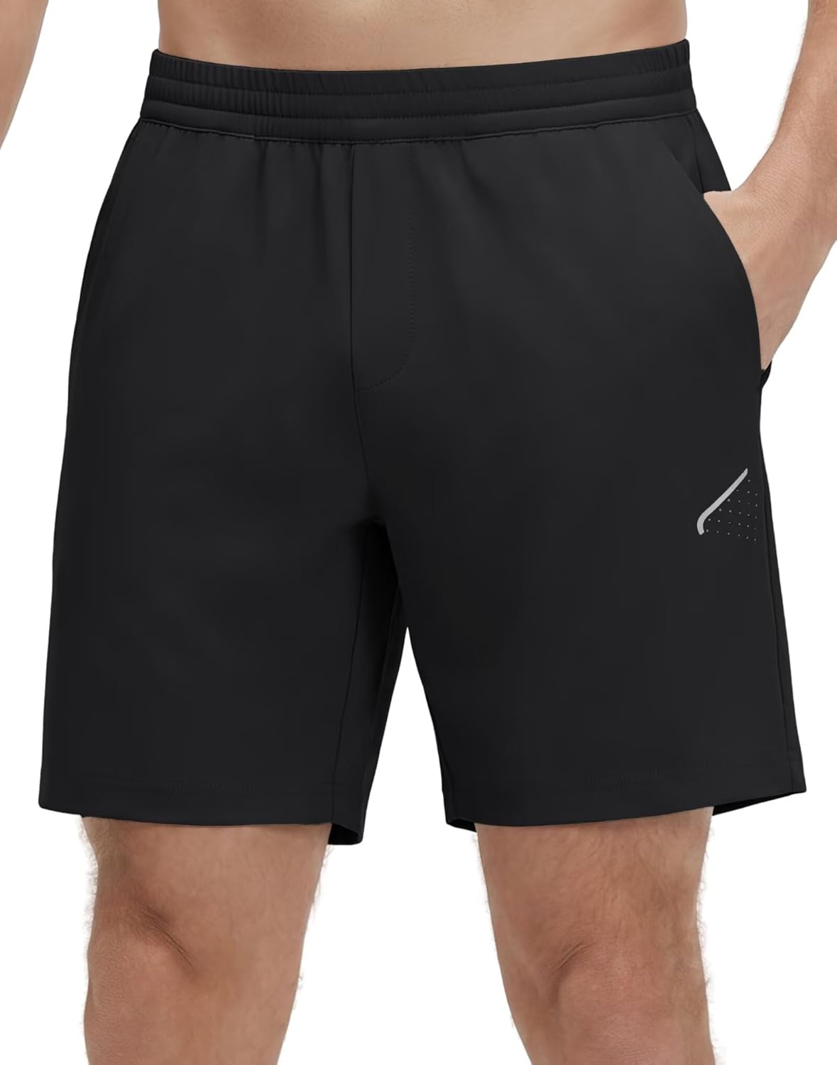 M MAELREG Men's Athletic Running Shorts Quick Dry 7" Elastic Waist Lightweight Sports Gym Workout Shorts with Zipper Pockets