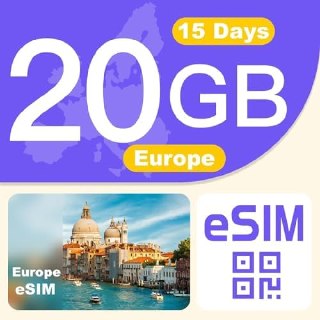 Europe eSIM Cards (20GB/15 Days