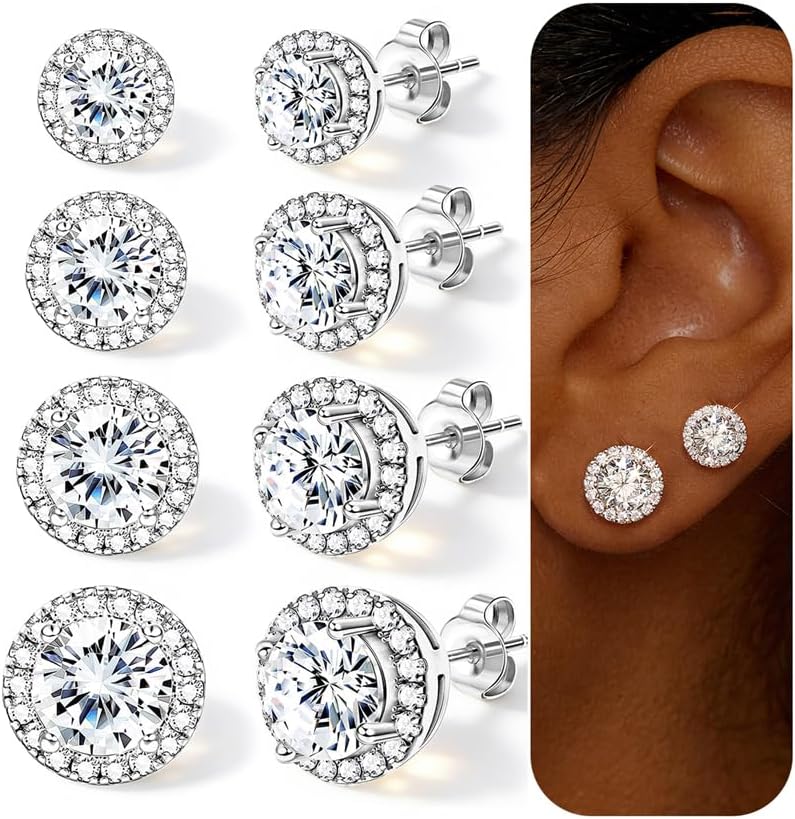 Silver Cubic Zirconia Stud Earrings