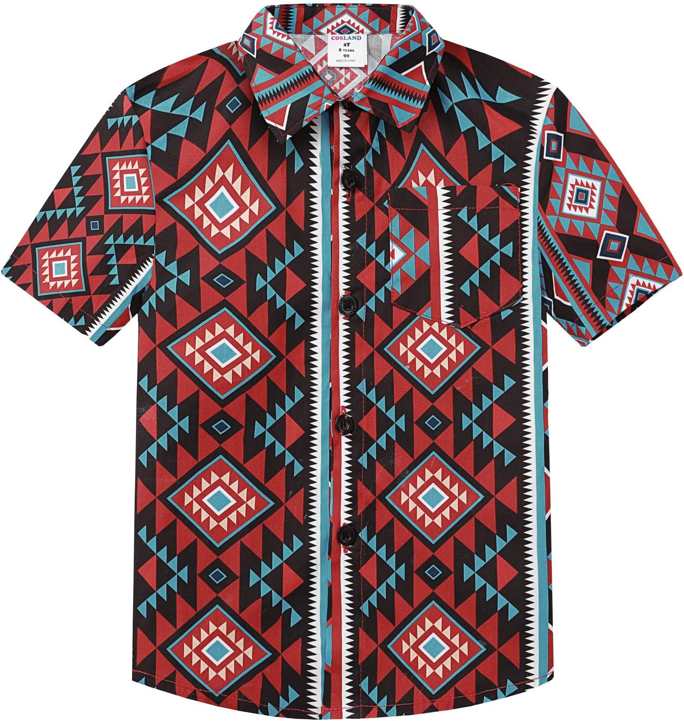 COSLAND Boys' Cotton Shirt Button Down Top, Kids Novelty T-Shirt, 2T-Large