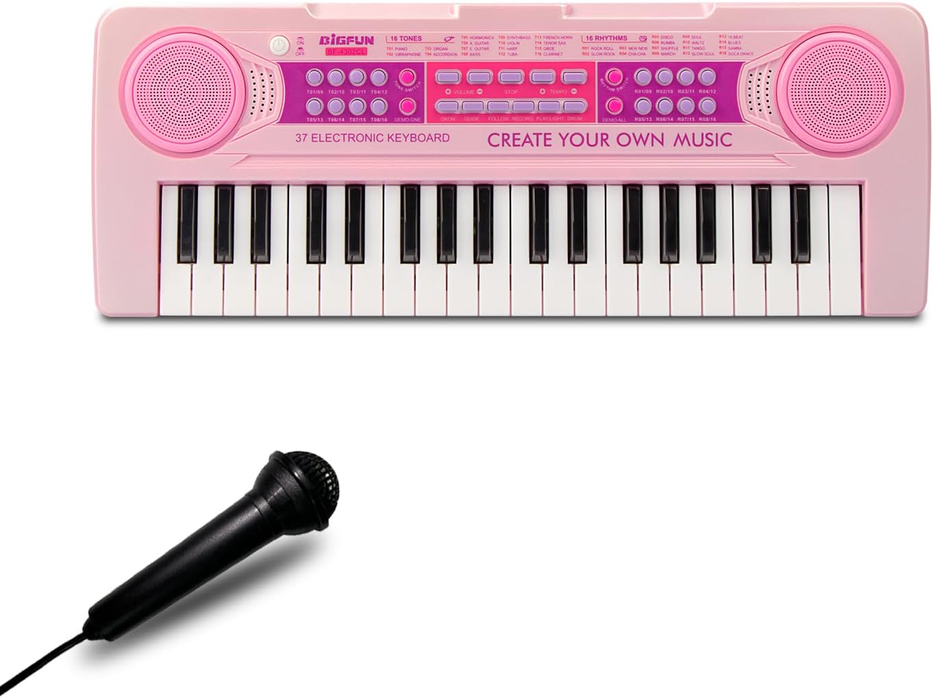 Kids Piano Keyboard Toys, 37 Keys Music Keyboard Piano for Kid with Microphone, Learning Educational Toddler Keyboard Toys for Kids Ages 3-8 (Pink)