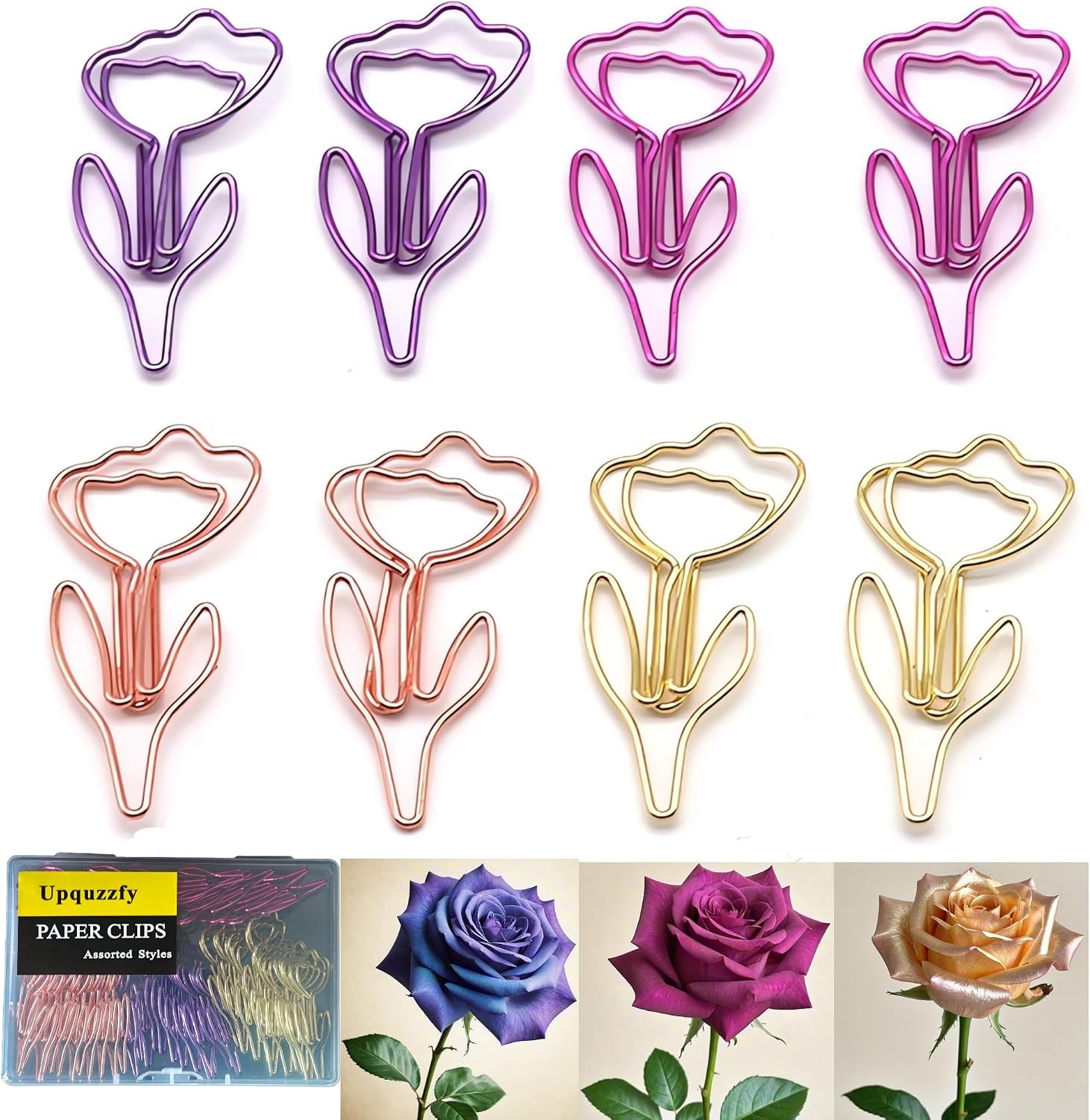 Upquzzfy Rose-Shaped Paper Clips