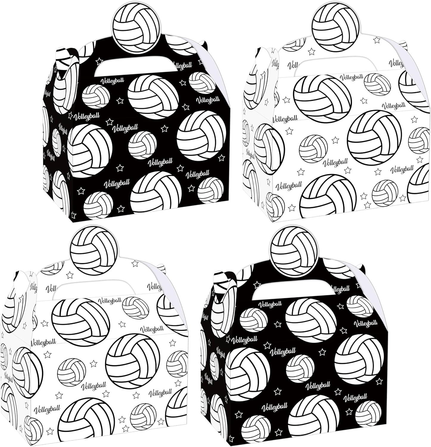 LUCKYQUBE Volleyball Party Favor Boxes Black and White Volleyball Gift Treat Box 12PCS Volleyball Theme Birthday Party Supplies Sport Ball Goodie Box for Sports Theme Party Baby Shower Decor