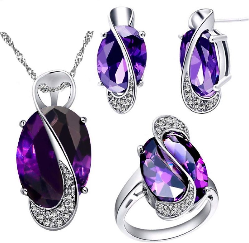 Uloveido Purple Birthstone Jewelry Sets