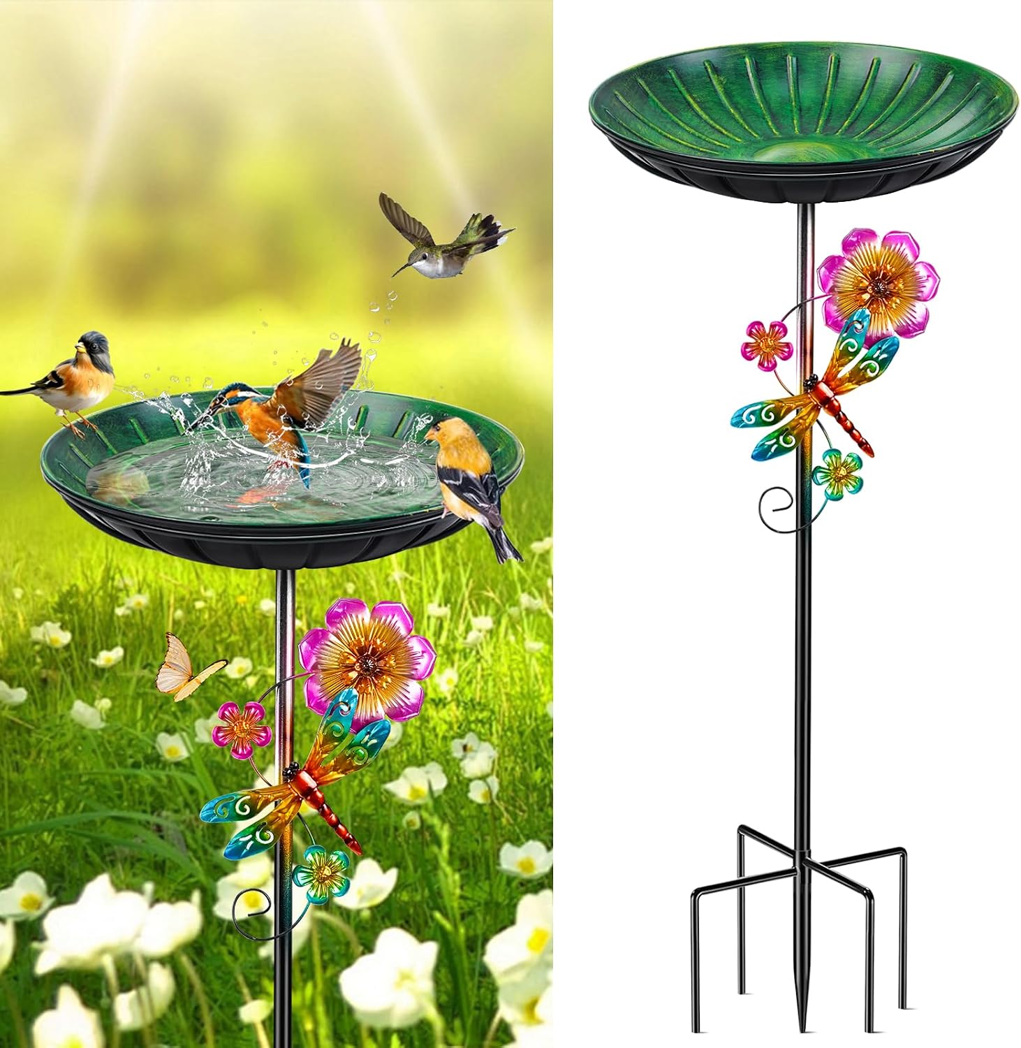 Vintage Green Bird Baths