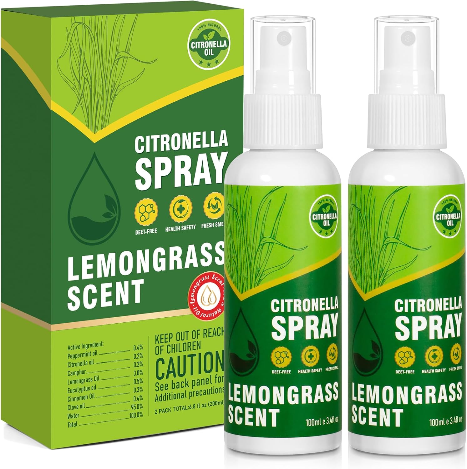 STRN Citronella Spray, DEET-Free, 200ML Air Freshener Spray Summer Outdoor