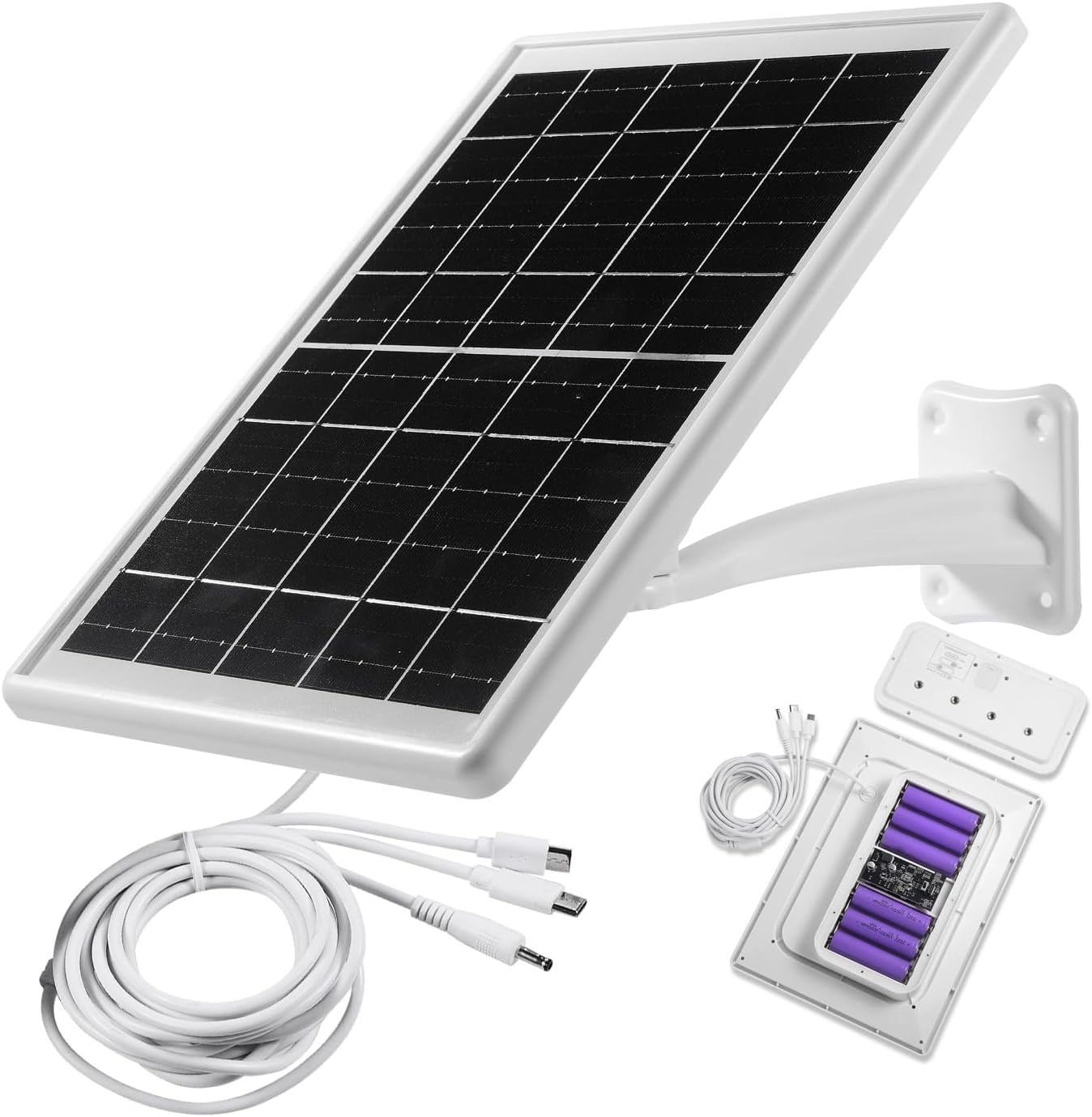 Solar Panel for Device DC 5V Type-C Micro USB DC Port Built in 12000mAh Battery for Cameras Also with 9.8ft Charging Cable IP65 Waterproof