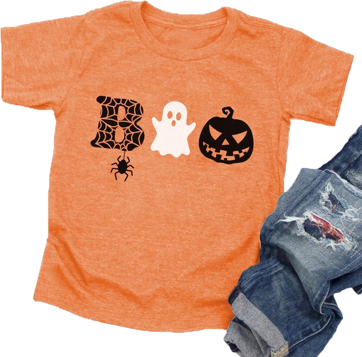 Kids Halloween Boo Shirt Toddler Boys Girls Cute Fall Pumpkin T Shirt
