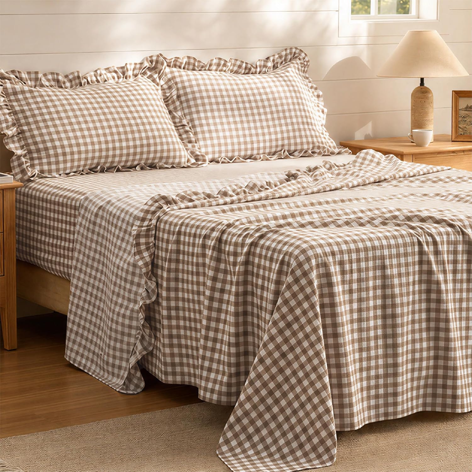Bedsure Gingham Farmhouse Sheet Sets
