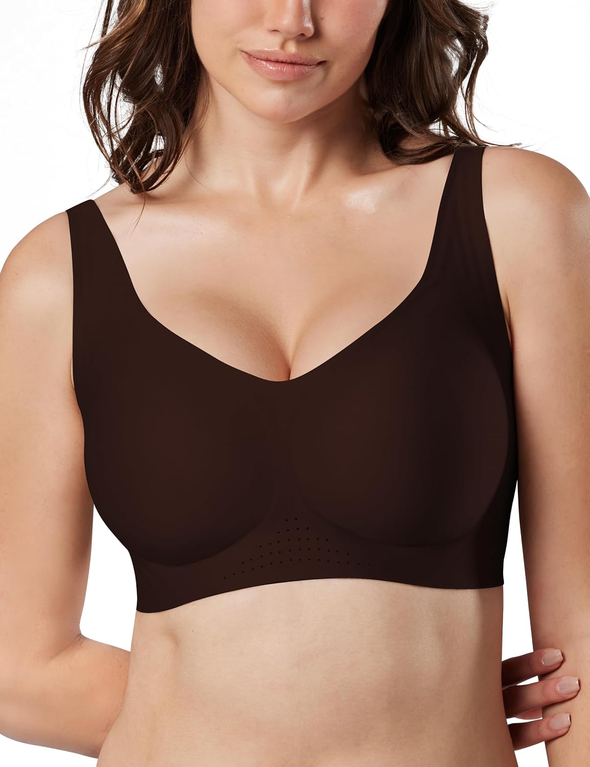 Tarbo Push Up T-Shirt Sleep Bra for Women – No Underwire Wireless Seamless Bralette with Jelly Lift, Full Coverage Back Smoothing Support for Sleep, Yoga & Comfort Everyday Wear Coffee 2XL