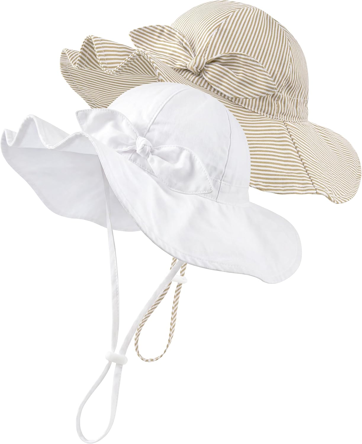 HONGTEYA Baby Sun Hat Cotton Stripe Bow Wide Brim Toddler Beach Bucket Hat