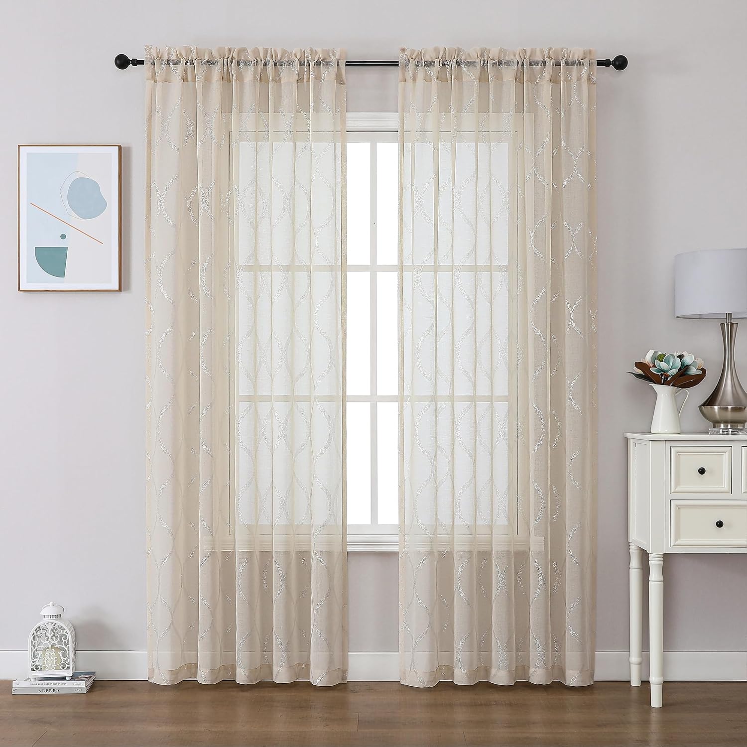 MISS SELECTEX Sheer Curtains (Silver