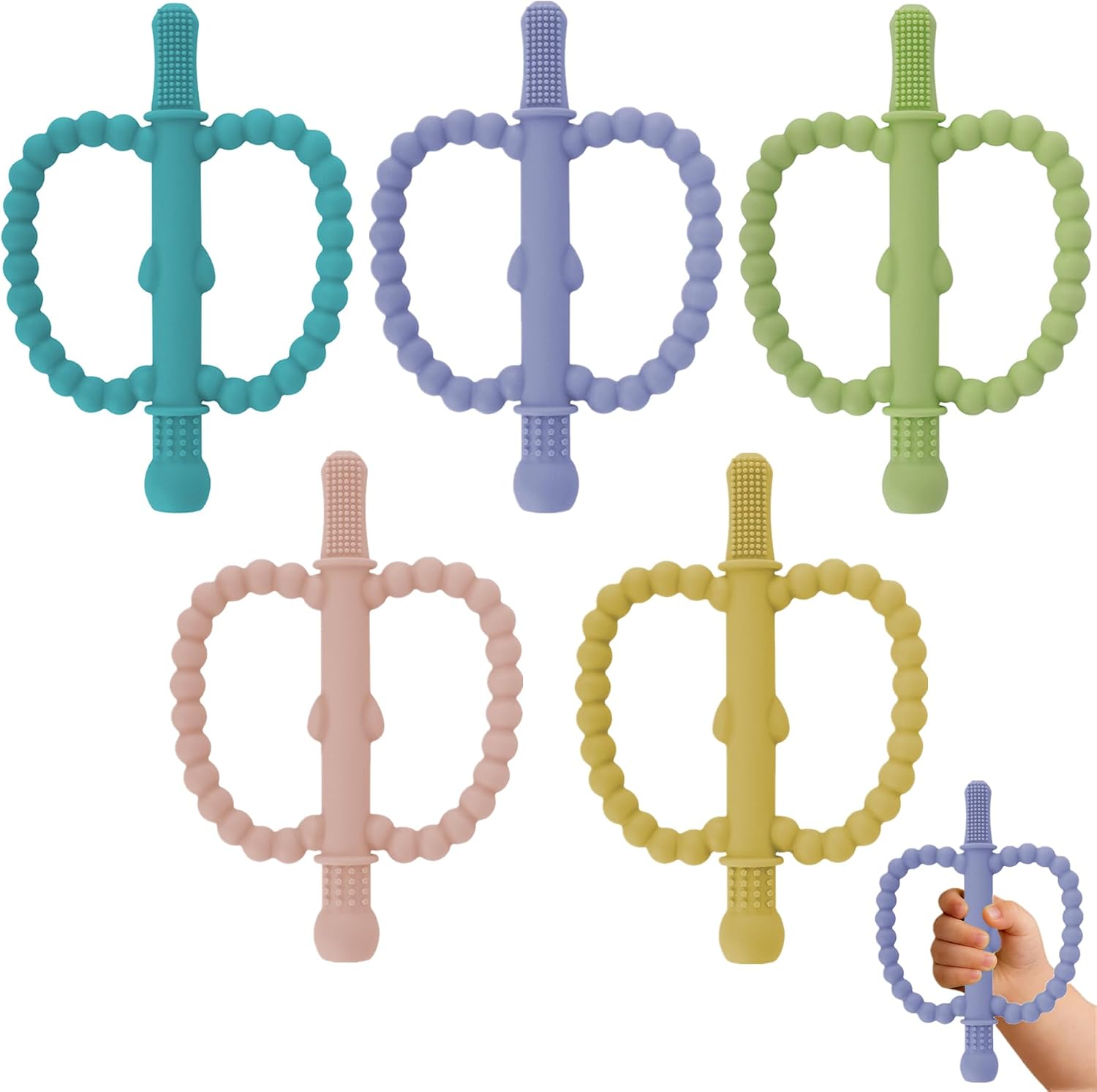 Fu Store Hollow Teether Tube Apple Shape Baby Teething Toy for Babies 0-36M