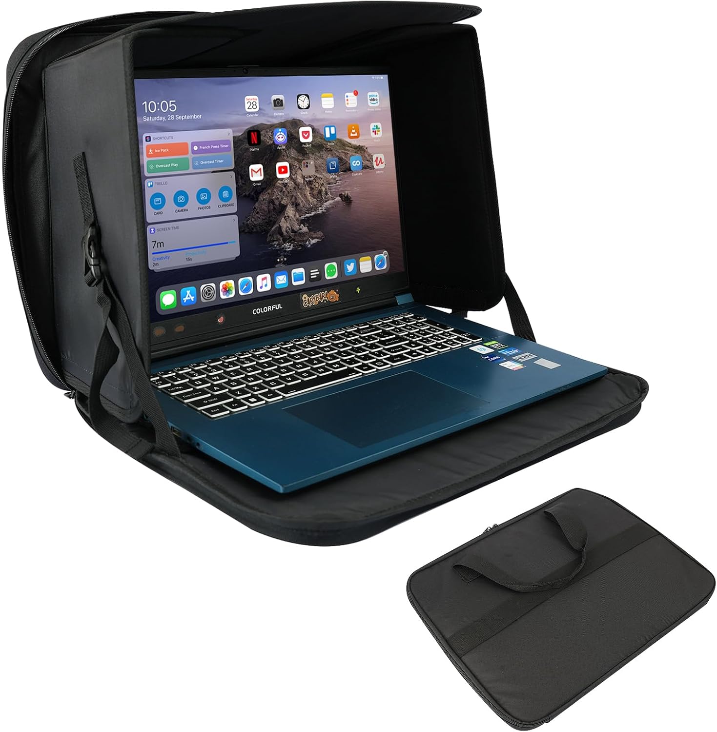 Comastbo Fits Up to 16" Laptop Sun Shade Bag for Working Outside Foldable,Beach Working Glare Protection,Travel Easy to Carry.UV-Heat Relective