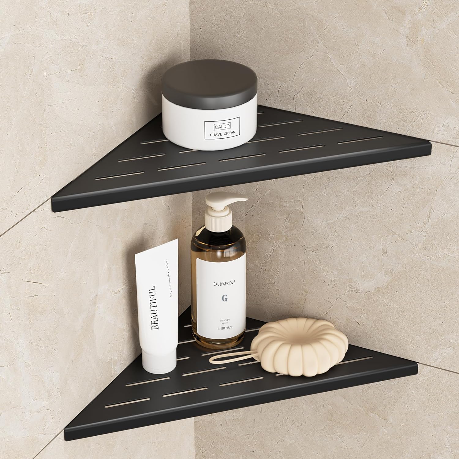 Neodrain Black Corner Wall Shelves