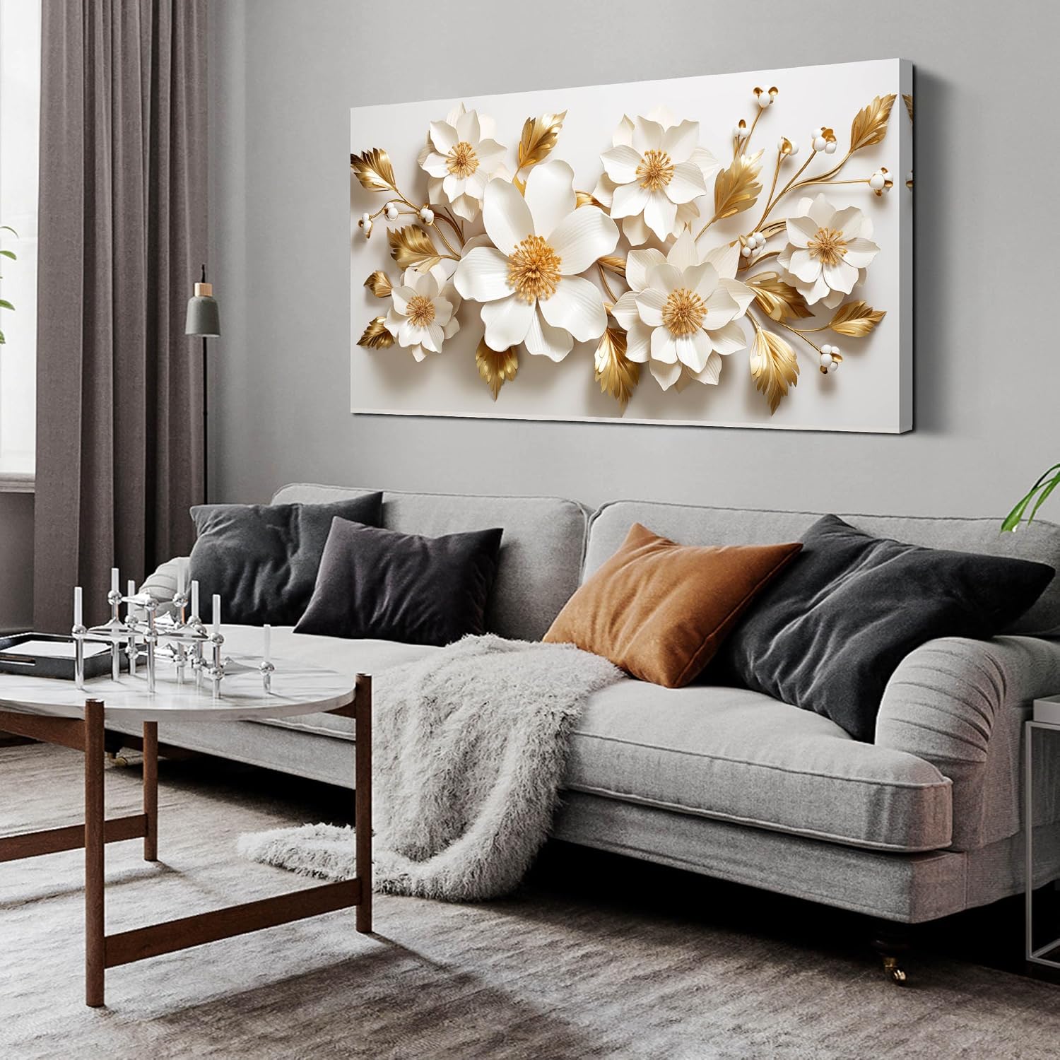 JuhaiArt White 3D Floral Wall Arts