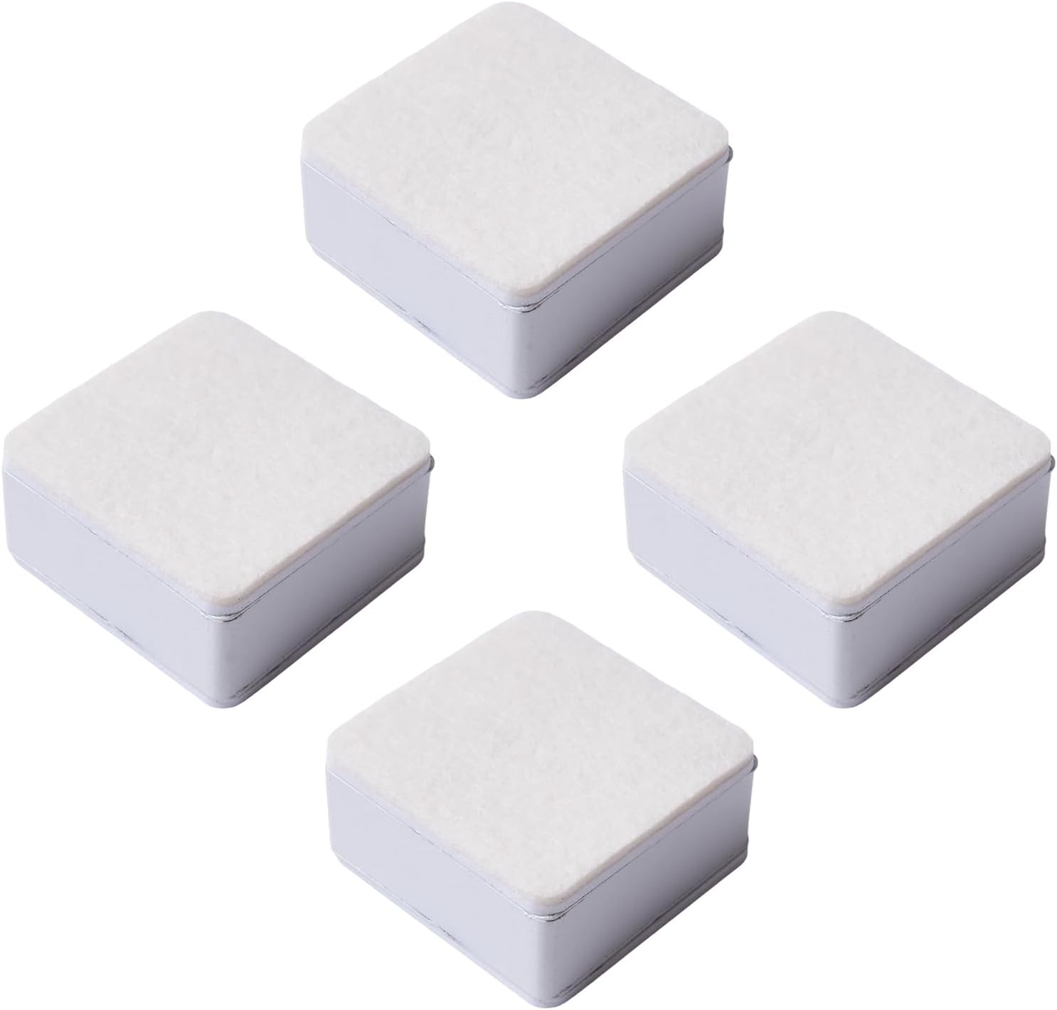 4-Pack White Square Furniture Risers (2.36x2.36x1.18 Inch) - Self-Adhesive Height Extenders with Felt Pads for Tables, Beds & Cabinets