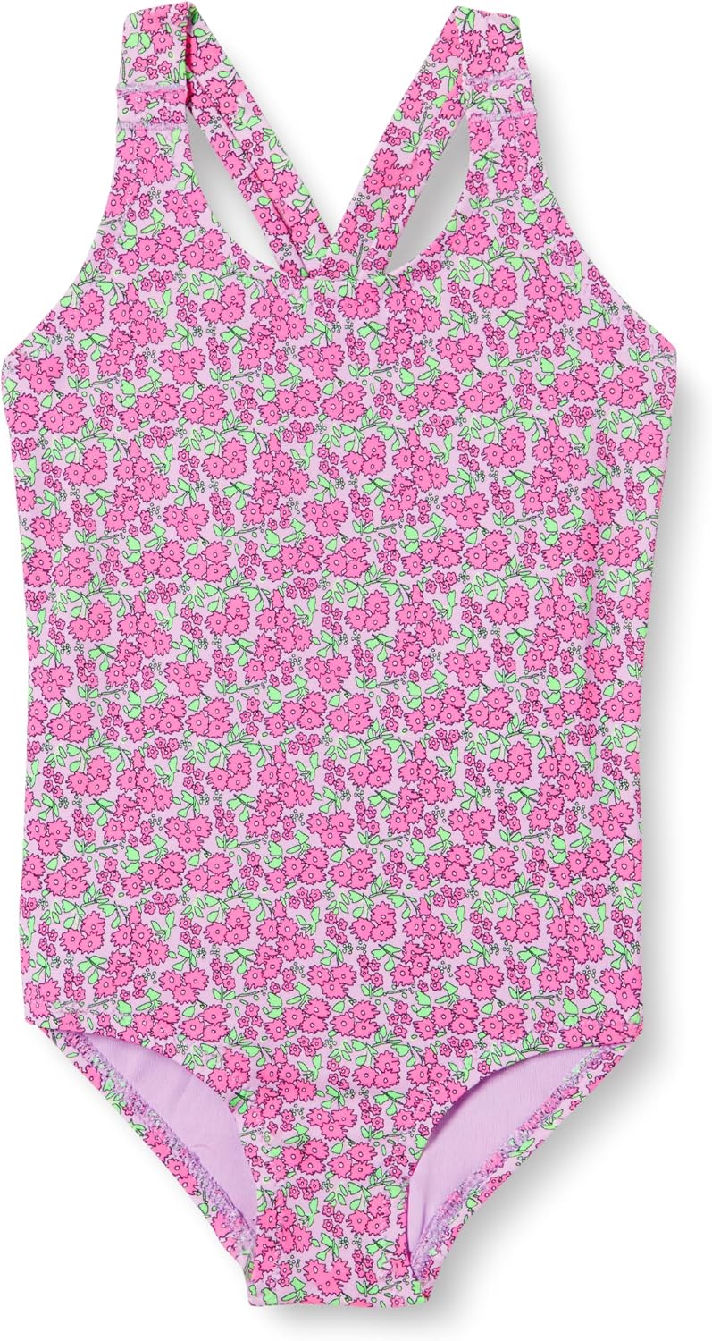 Amazon Essentials Girls and Toddlers' Cross-Back One-Piece Swimsuit