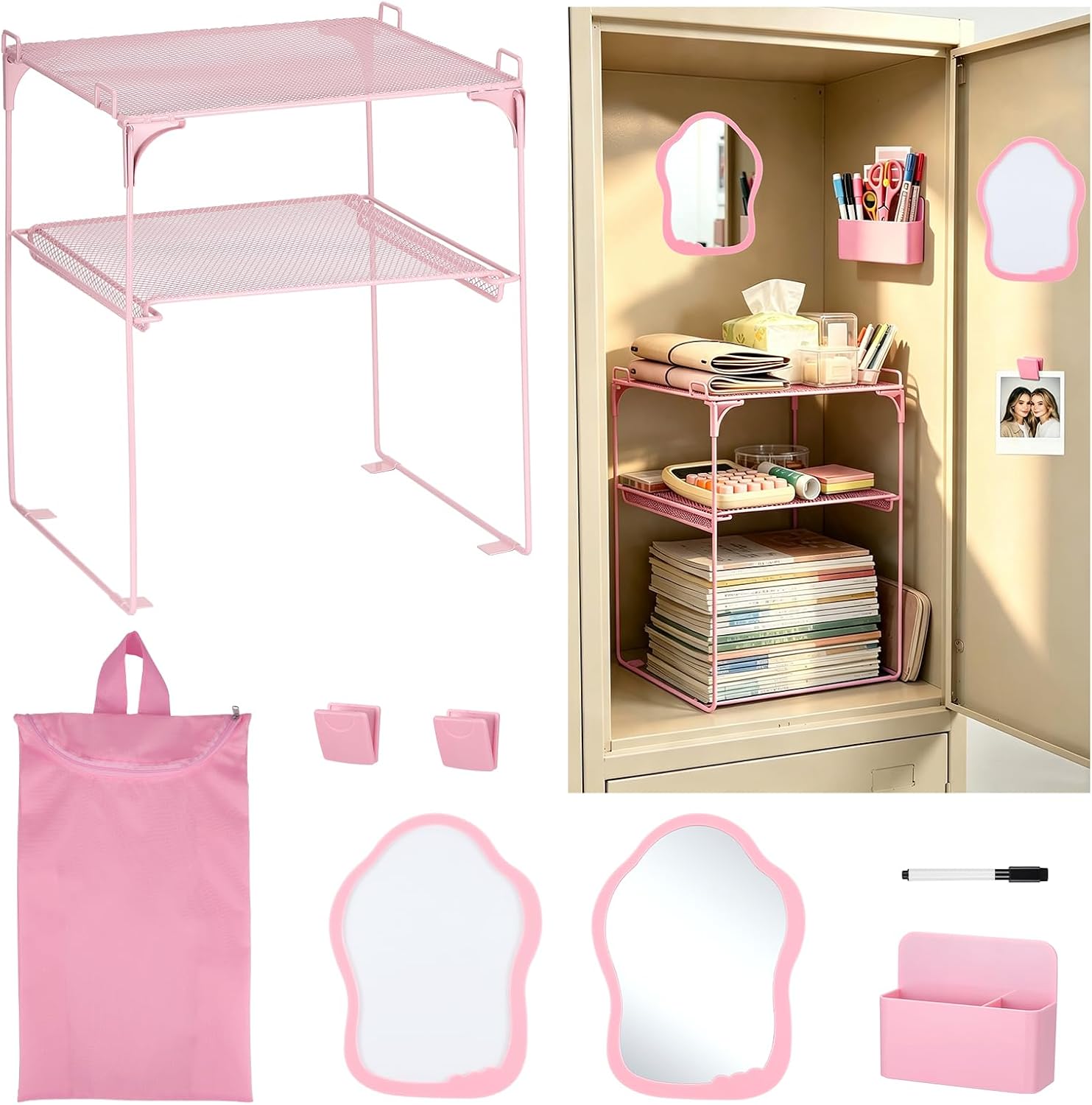 Pink 2-Tier Locker Organizers