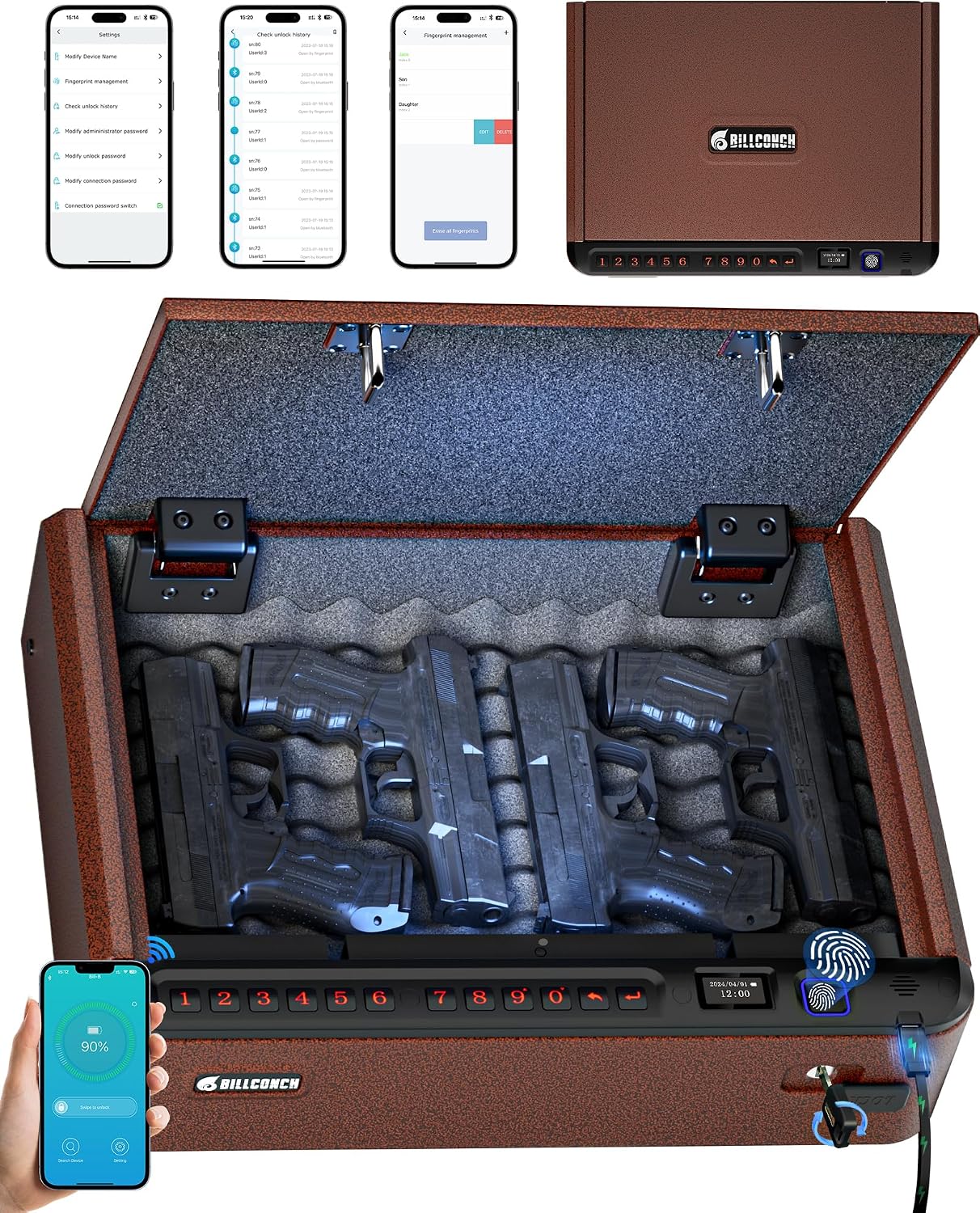 BILLCONCH Smart Gun Safes