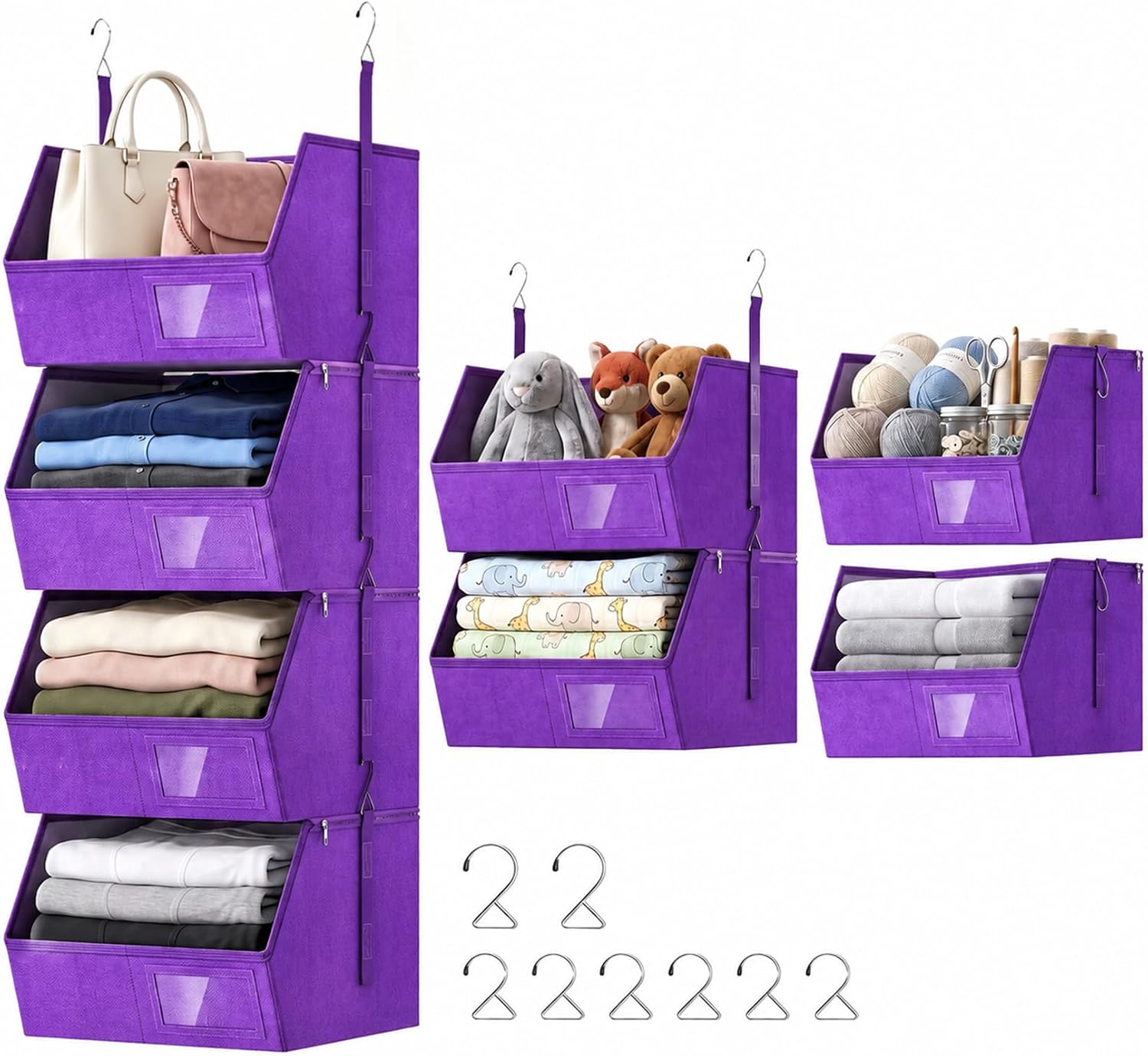 Hanging Closet Organizer, Detachable Hanging Storage Shelves