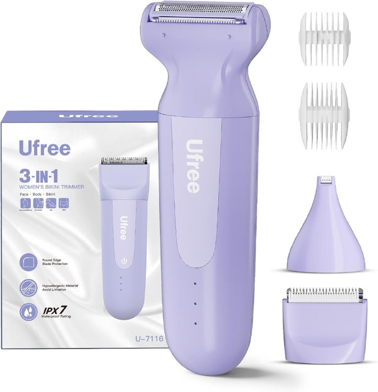 PR!CE DROP UNDER 8 ( ) Ufree 3-in-1 Bikini Trimmer for Women, Electric Razor Shaver, Pubic Trimmer