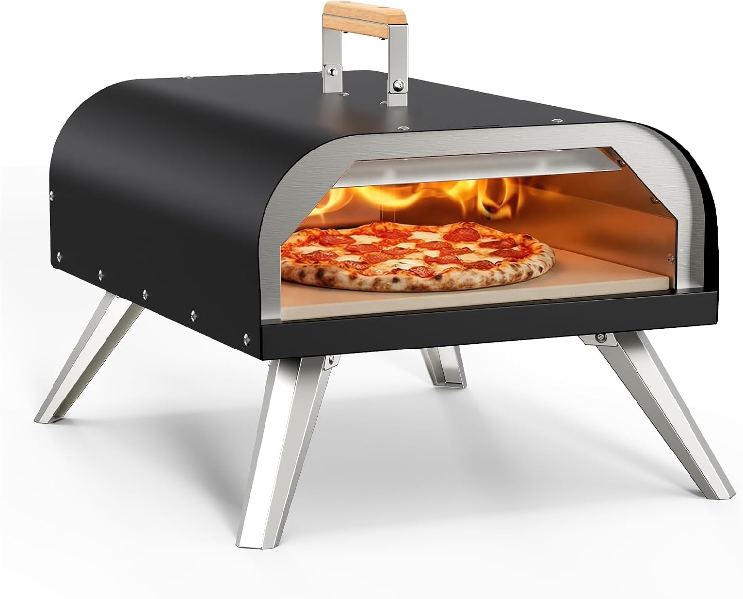 WOOCIT 12" Multi-Fuel Outdoor Pizza Oven, Reaches 720 F, with Stone & Peel