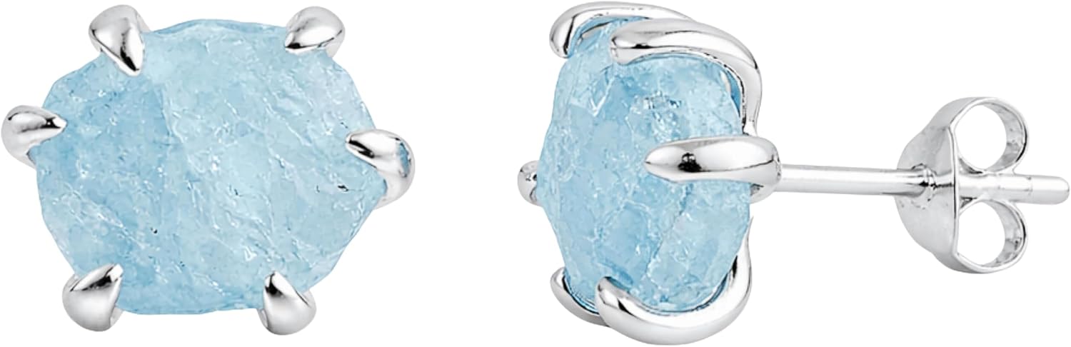 Aquamarine Sterling Silver Stud Earrings