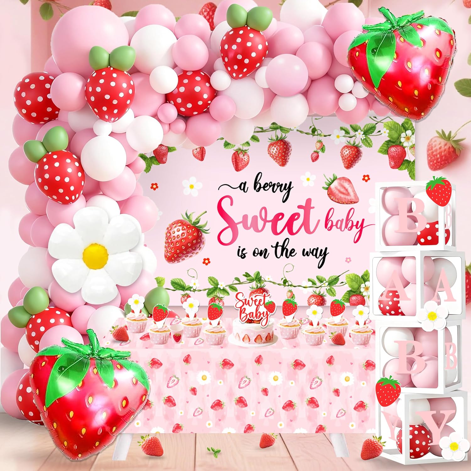 Strawberry Baby Shower Decoration Sets