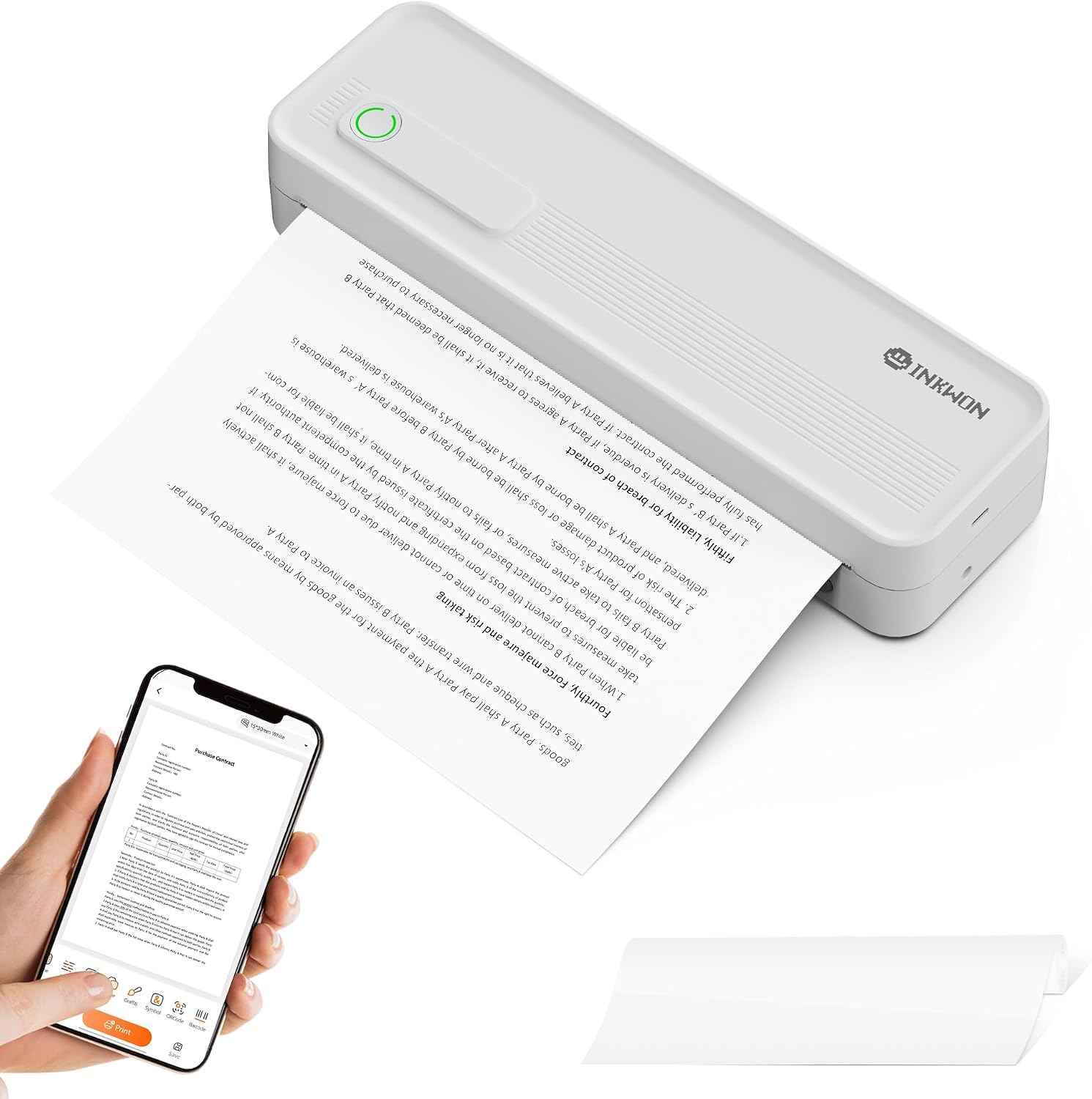 A41 Bluetooth Thermal Printer, Portable Inkless Printer for Travel Supports 8.5 x 11 Inch Paper, Small Mobile Printing Device Ideal for Office, School, Home