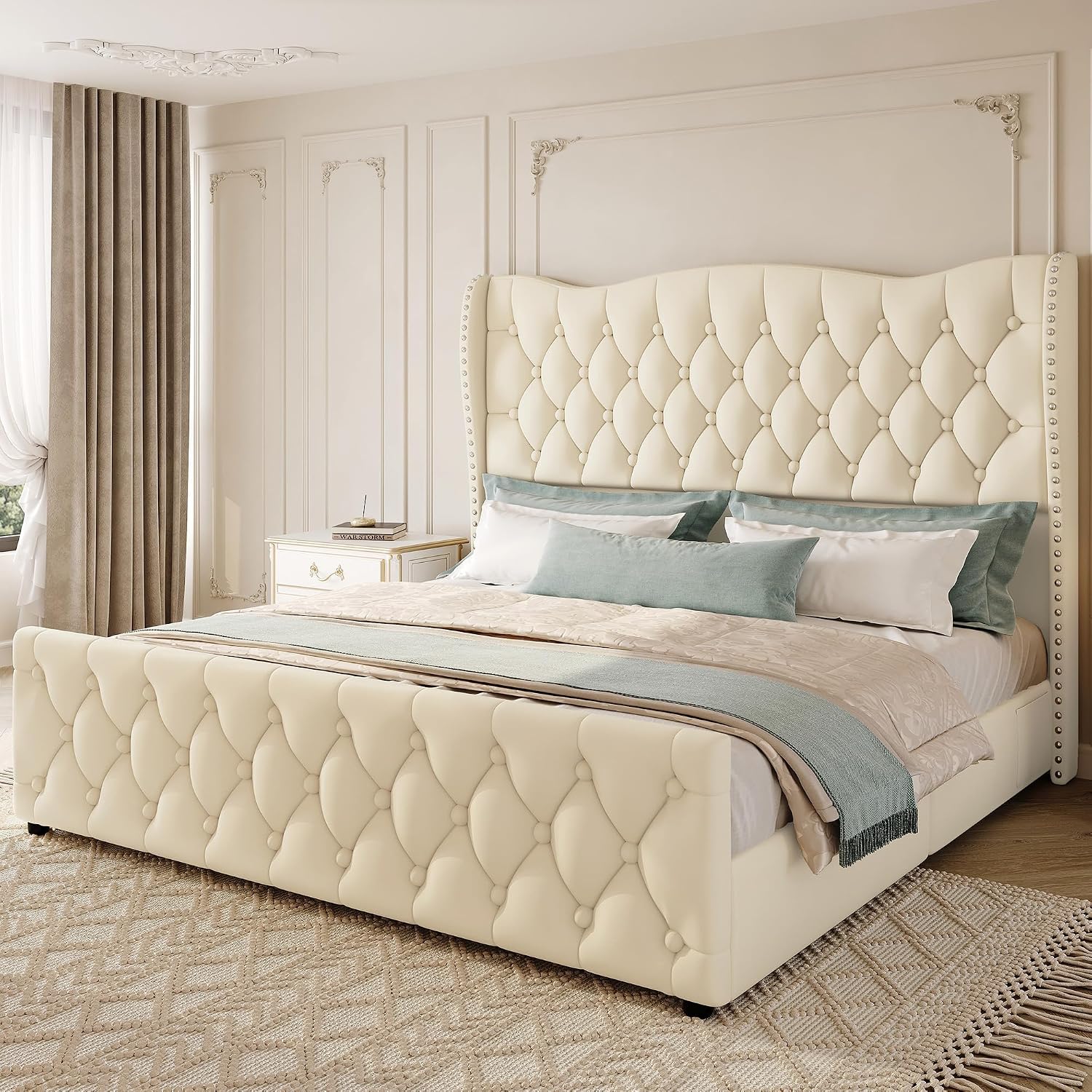 Uteeran King Size Bed Frames (Beige