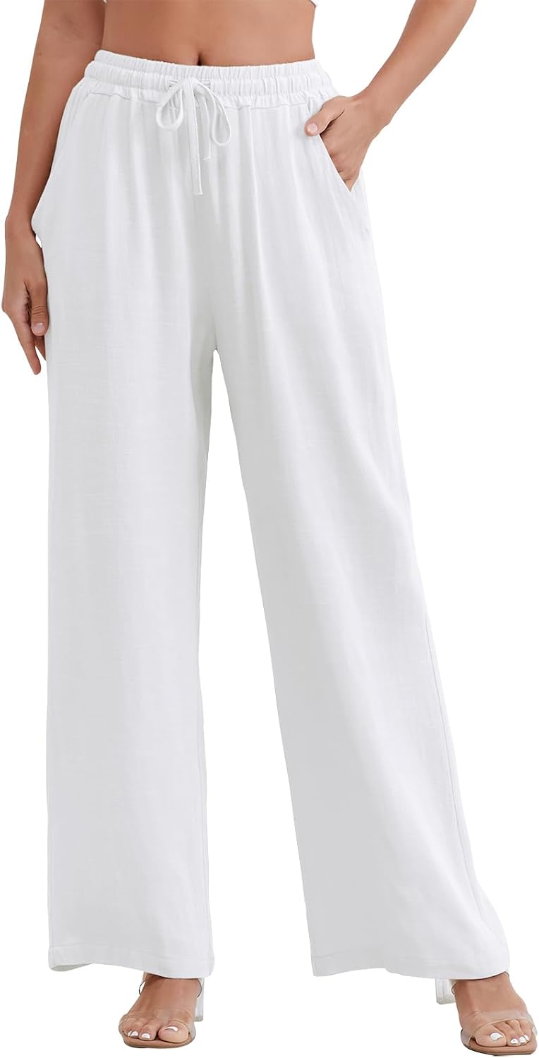 Linen Wide Leg Palazzo Pants
