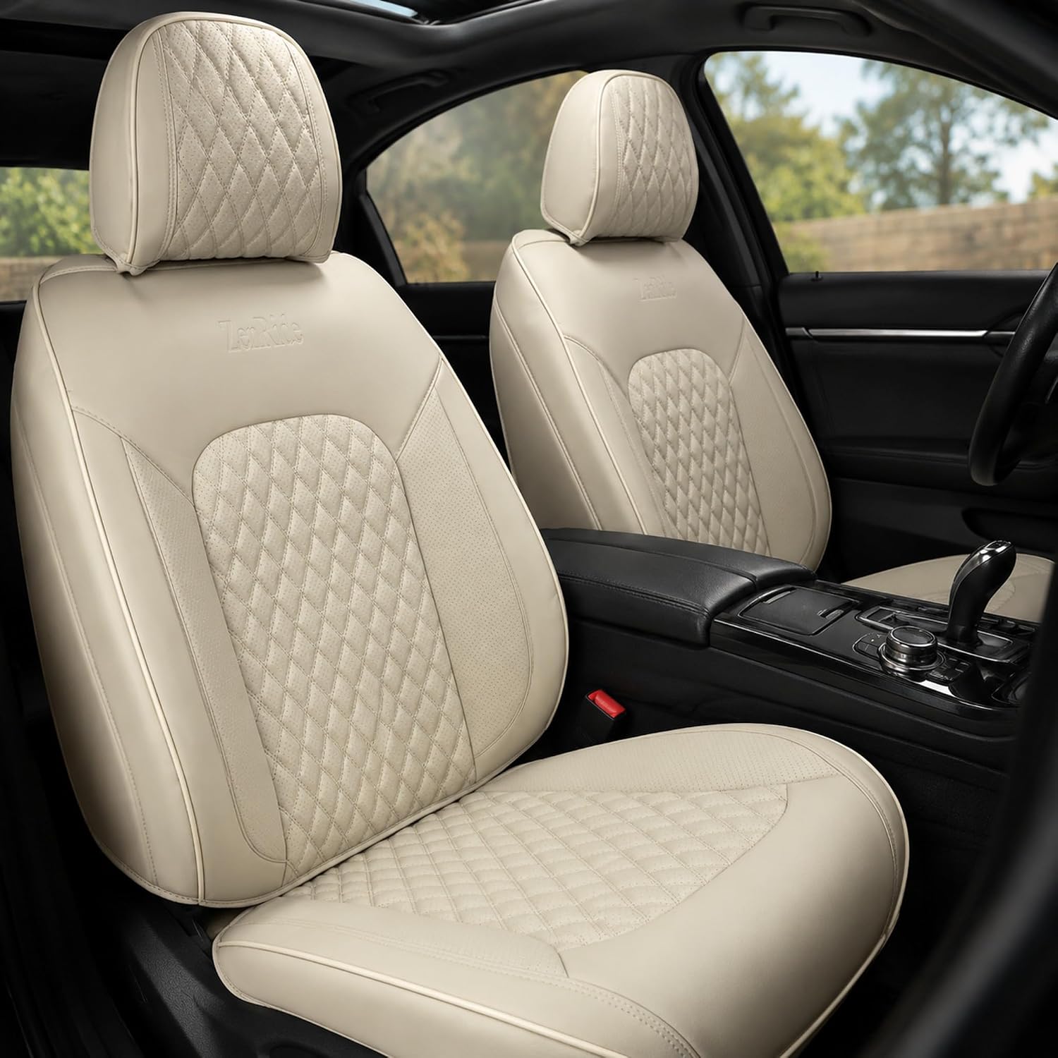 Beige Nappa Leather Car Seat Covers