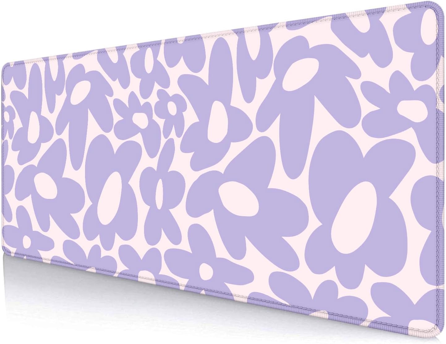 Large Mouse Pad, Aesthetic Cute Purple Flowers Computer Desktop Pad, Purple Computer Mats for Desk, Keyboard Laptop Mat, 31.5 x 11.8 inches