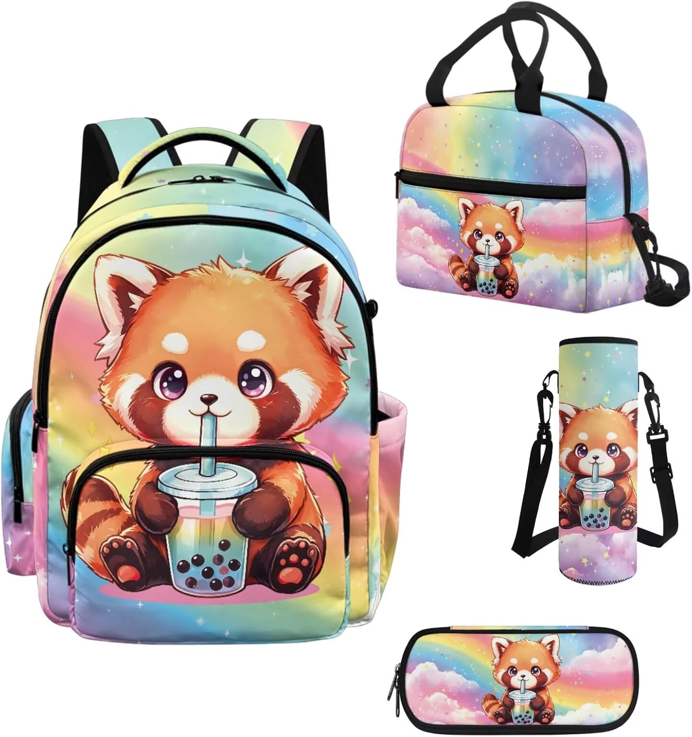 Yzaoxia Red Panda School Backpack Sets